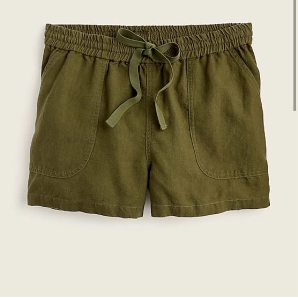 J. Crew Seaside Linen Olive Green Women's Shorts